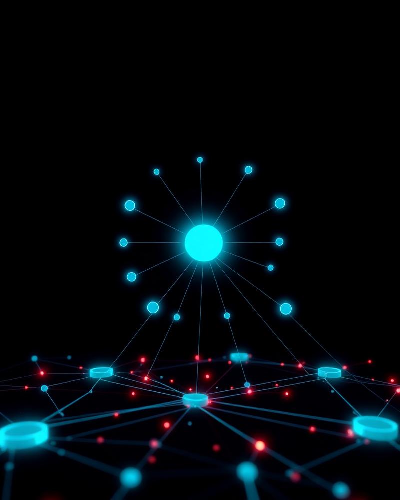 Abstract visualization of a connected agentic system